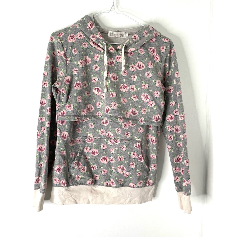 Latched Mama Grey Floral Nursing Hoodie